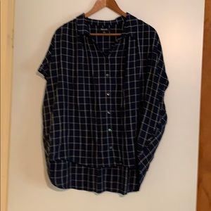 Madewell, central blouse, XL, navy window pane